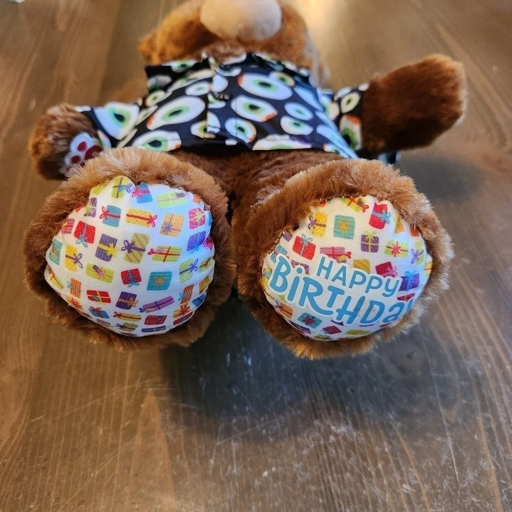 Build A Bear Happy Birthday Bear Brown BAB with Button Down Dress Shirt 16